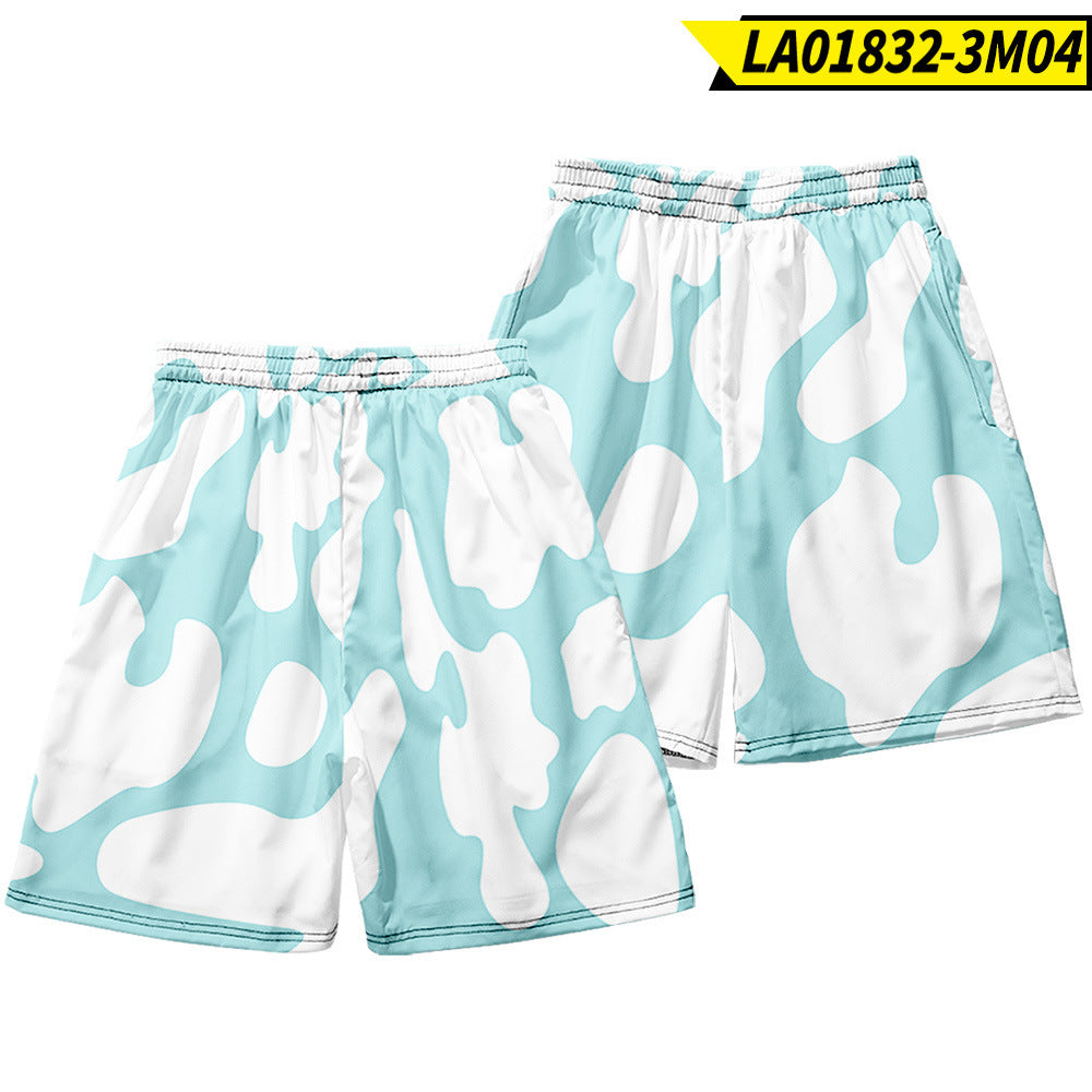 Men’s Trendy Pig Print Quick-Dry Beach Shorts — Loose Fit, Casual Five-Point Pants, Tide Brand Summer Vacation Boardshorts