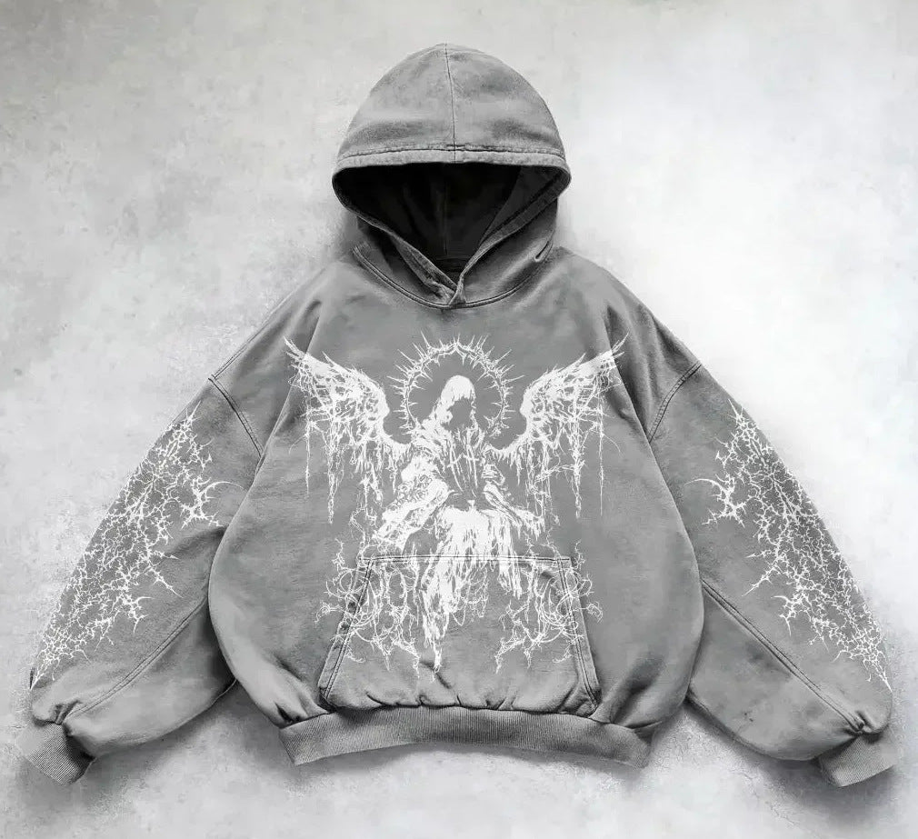 American Style Printed Casual Hoodie – Street Fashion Pullover Sweater