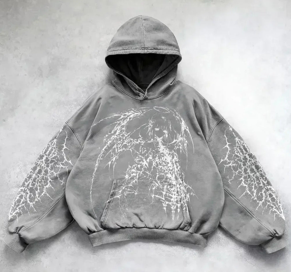 American Style Printed Casual Hoodie – Street Fashion Pullover Sweater