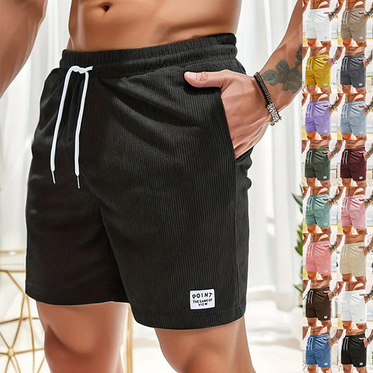 Men’s Summer Corduroy Shorts – Lace-Up Drawstring Casual Sports Pants