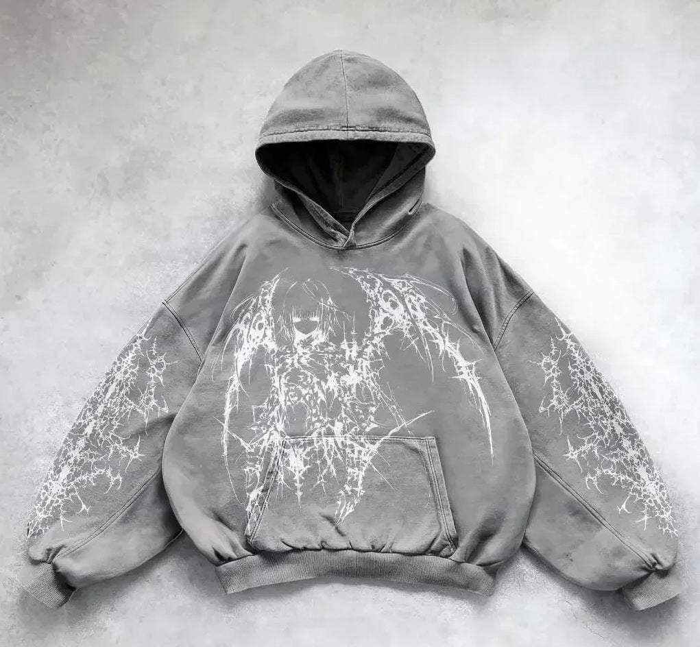 American Style Printed Casual Hoodie – Street Fashion Pullover Sweater