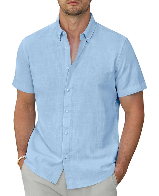Lion Nardo Men's Linen Short Sleeve Shirts