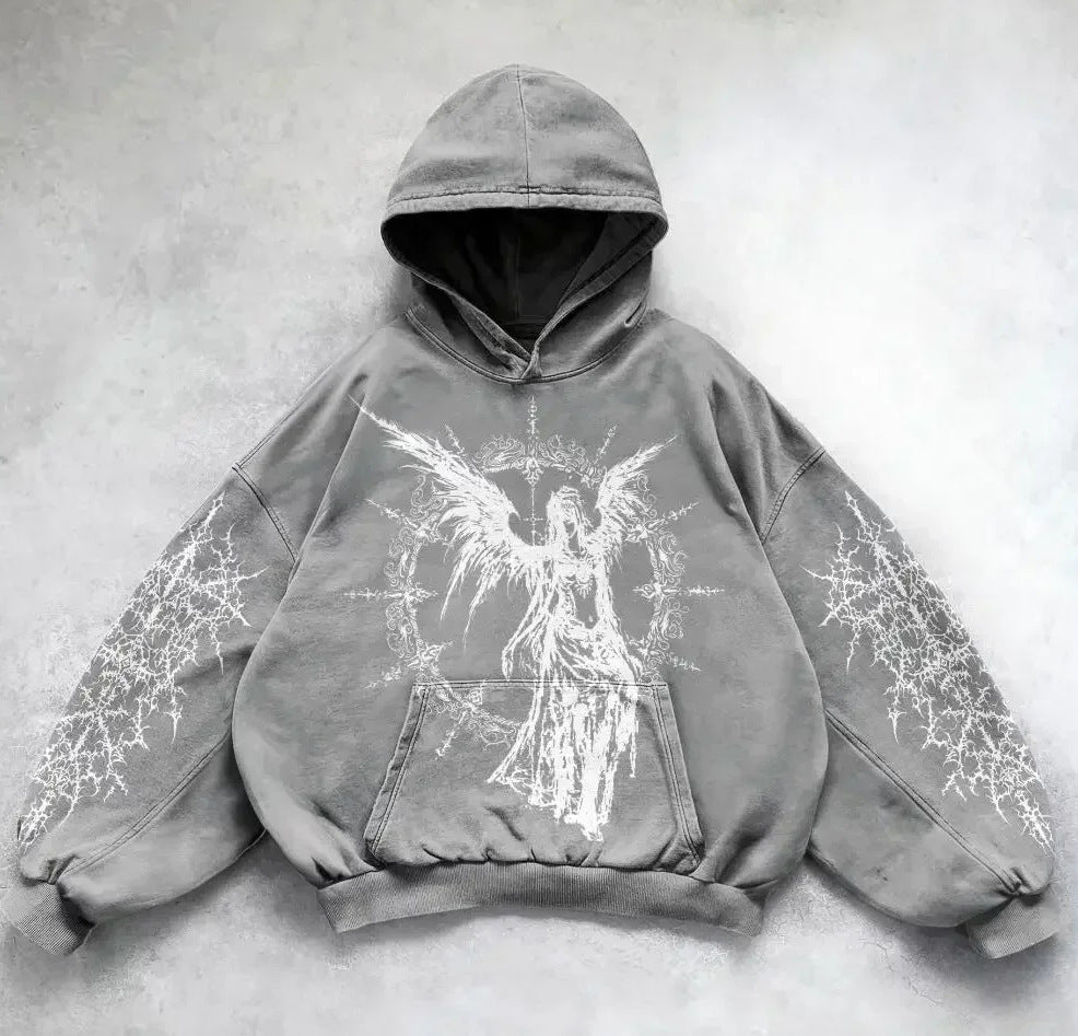 American Style Printed Casual Hoodie – Street Fashion Pullover Sweater