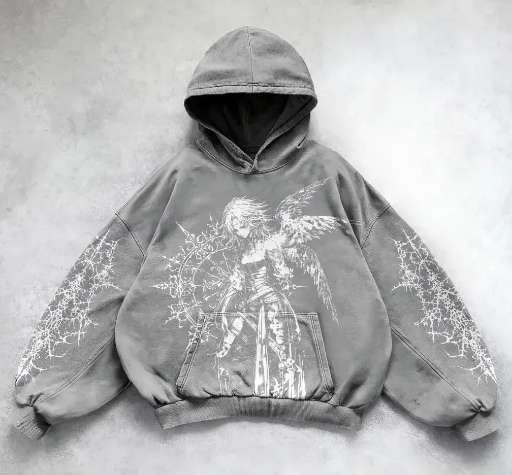 American Style Printed Casual Hoodie – Street Fashion Pullover Sweater